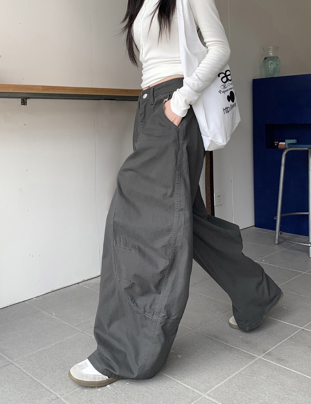 Autumn jeans gray work clothing for women