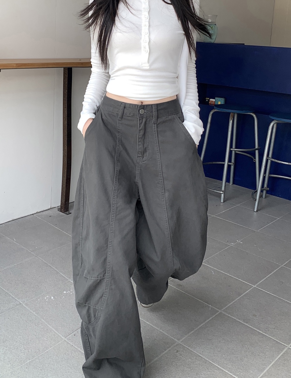 Autumn jeans gray work clothing for women