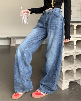 Mopping retro pants loose straight jeans for women