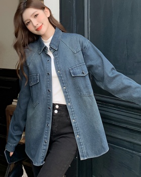 Denim Korean style coat all-match shirt