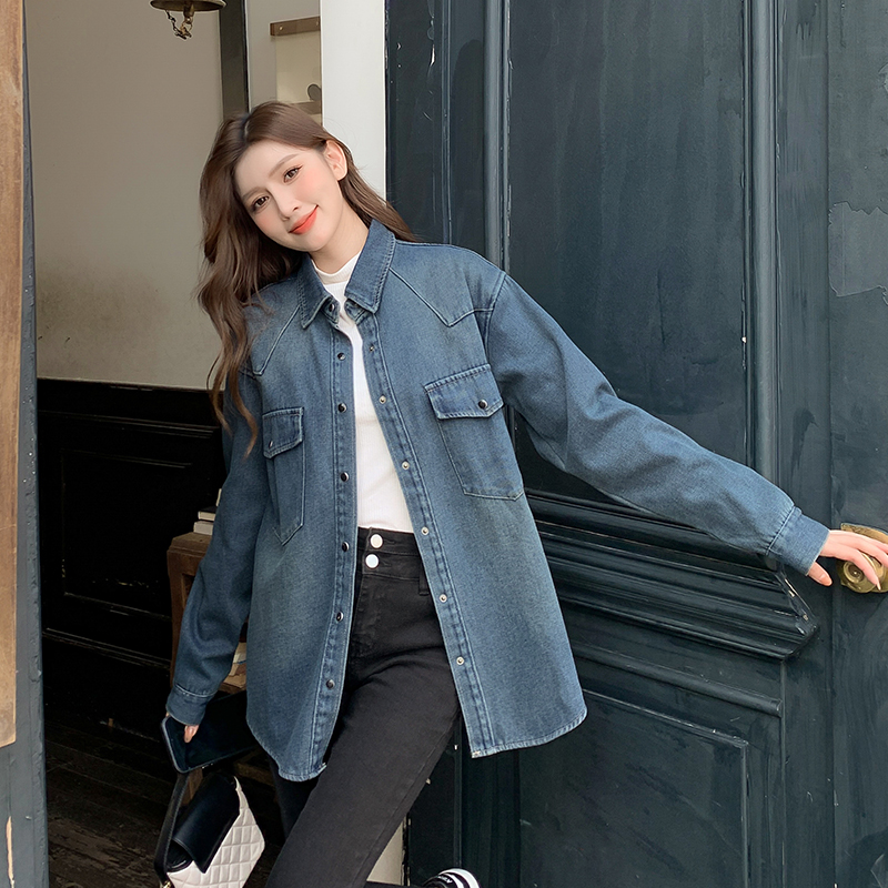 Denim Korean style coat all-match shirt