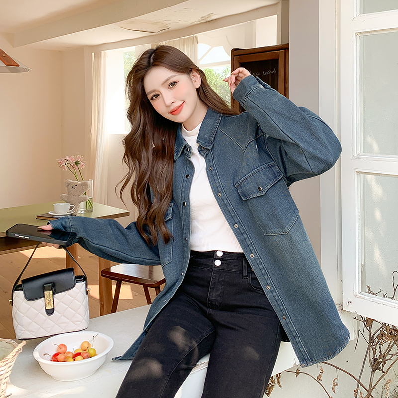 Denim Korean style coat all-match shirt