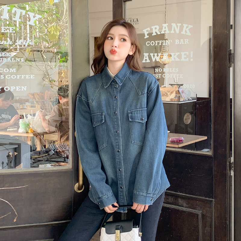 Denim Korean style coat all-match shirt