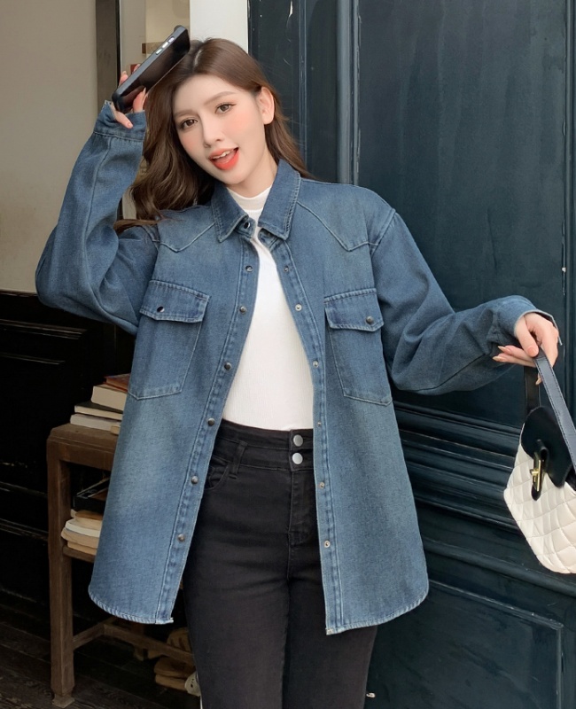 Denim Korean style coat all-match shirt