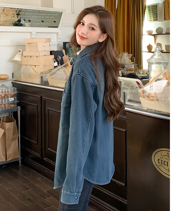 Denim Korean style coat all-match shirt