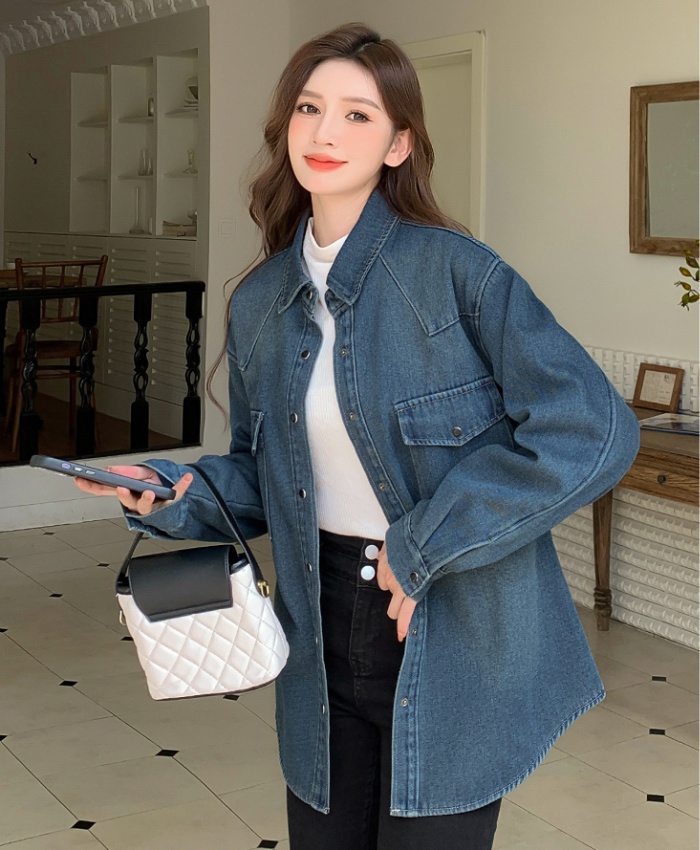 Denim Korean style coat all-match shirt