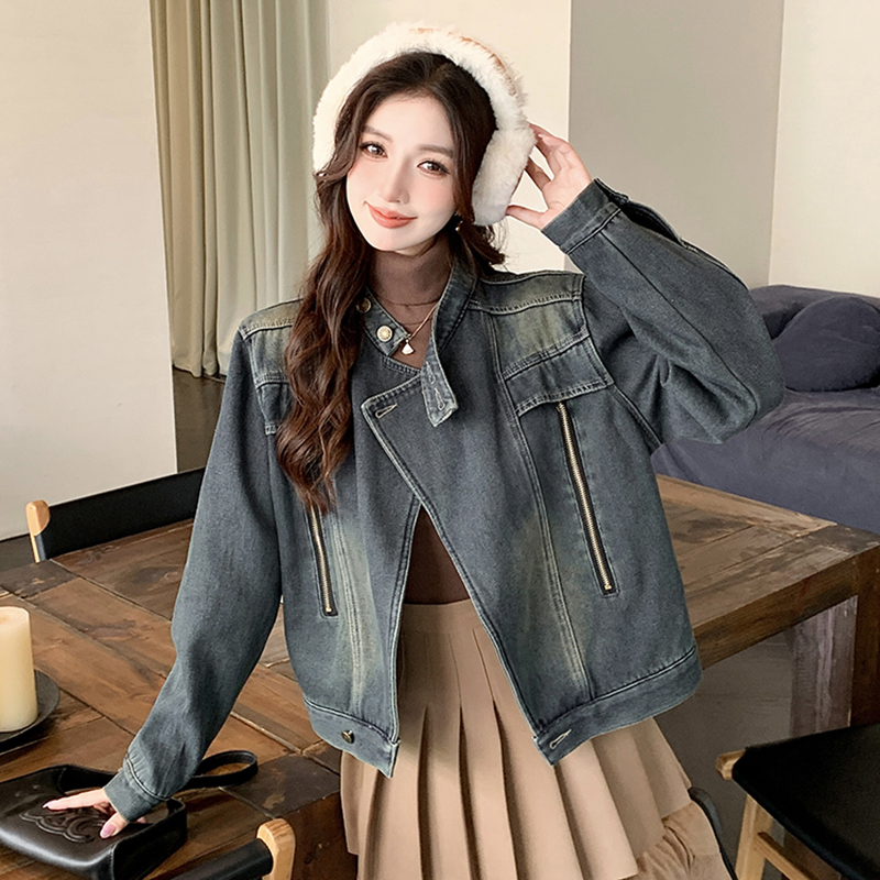 Denim autumn and winter all-match Korean style coat