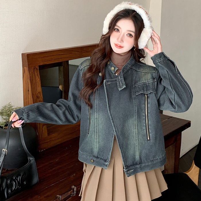 Denim autumn and winter all-match Korean style coat