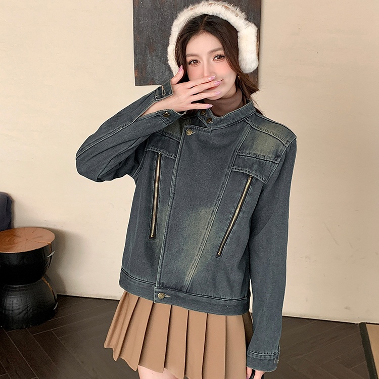 Denim autumn and winter all-match Korean style coat