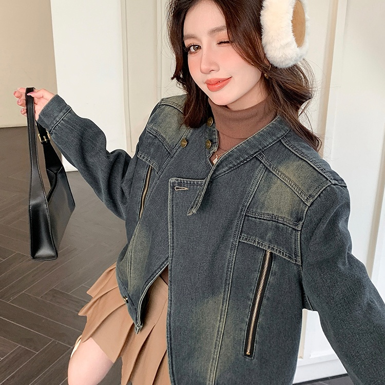 Denim autumn and winter all-match Korean style coat