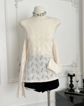 Wrapped chest long sleeve shirt lace bottoming shirt