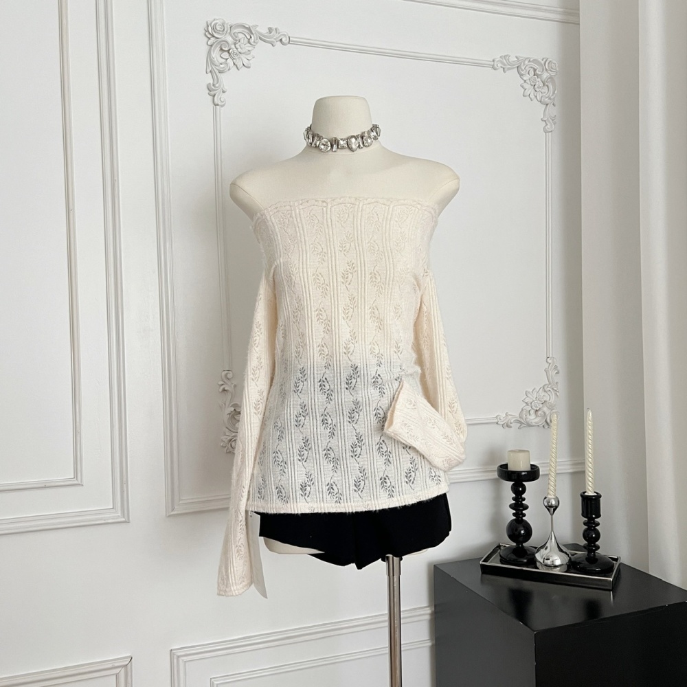 Wrapped chest long sleeve shirt lace bottoming shirt