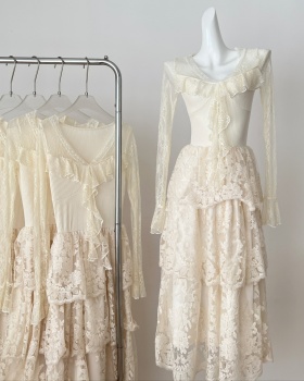 France style big skirt temperament V-neck dress for women