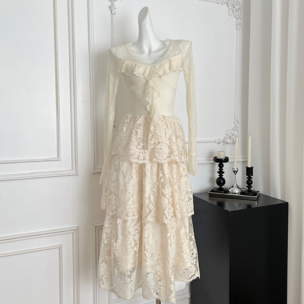 France style big skirt temperament V-neck dress for women