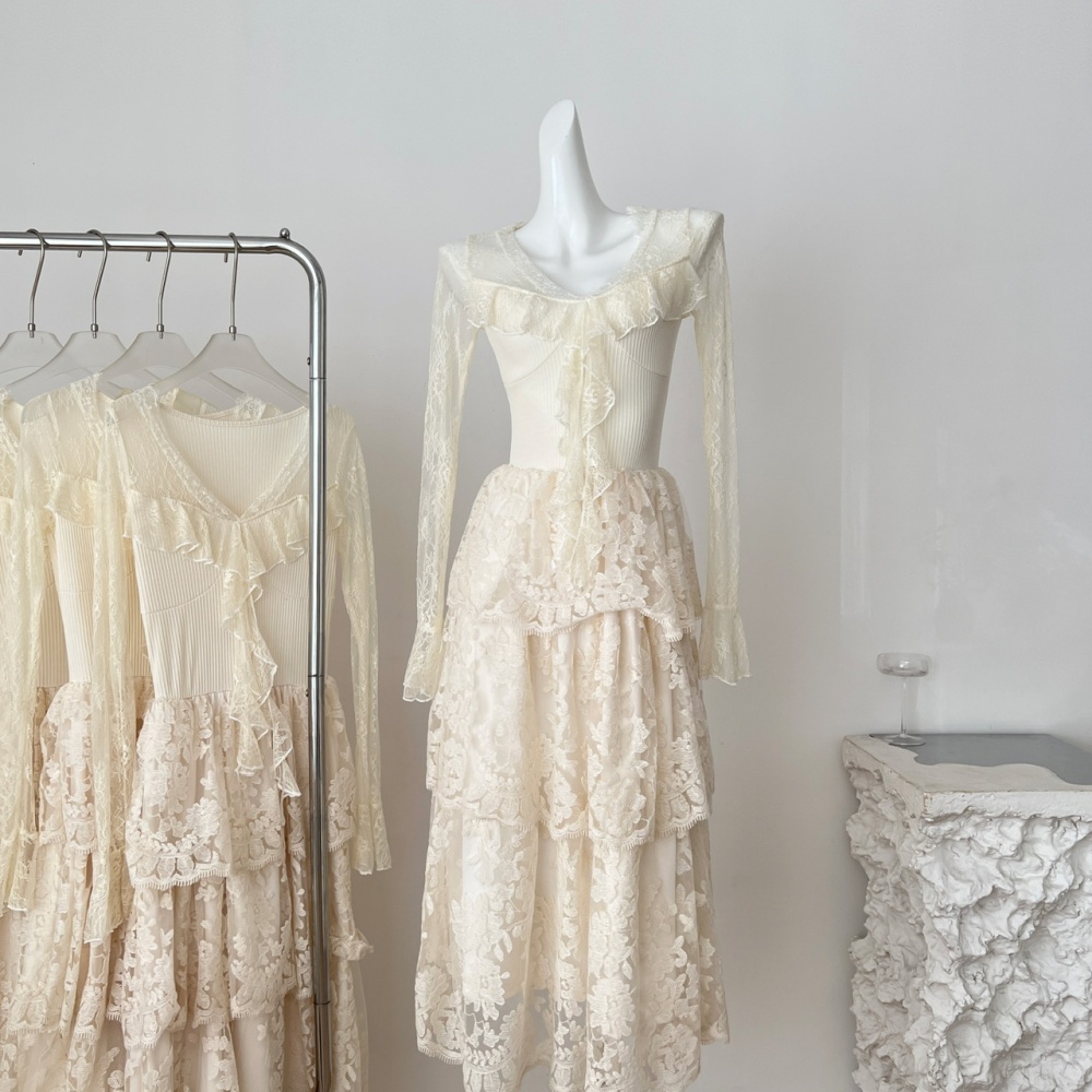 France style big skirt temperament V-neck dress for women