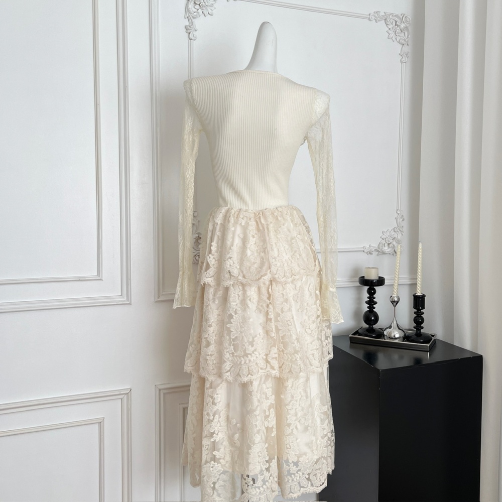 France style big skirt temperament V-neck dress for women