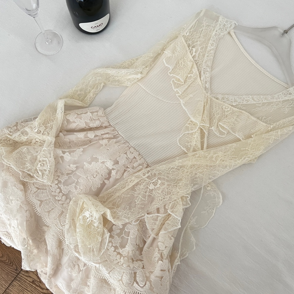 France style big skirt temperament V-neck dress for women