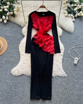 Fashion irregular long dress long sleeve dress for women