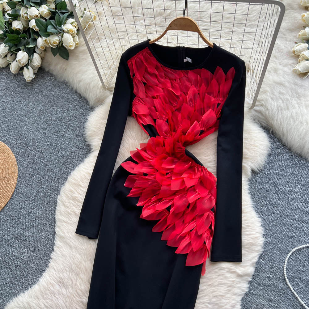 Fashion irregular long dress long sleeve dress for women