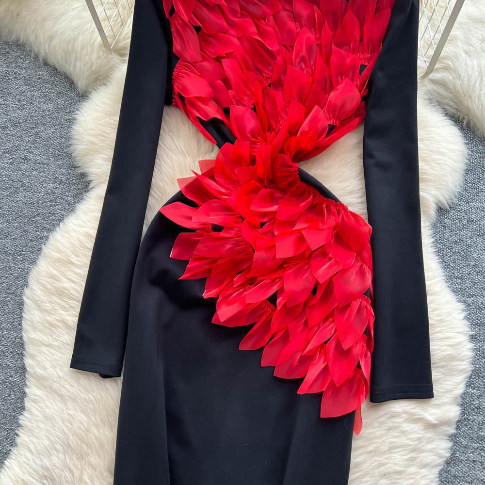 Fashion irregular long dress long sleeve dress for women