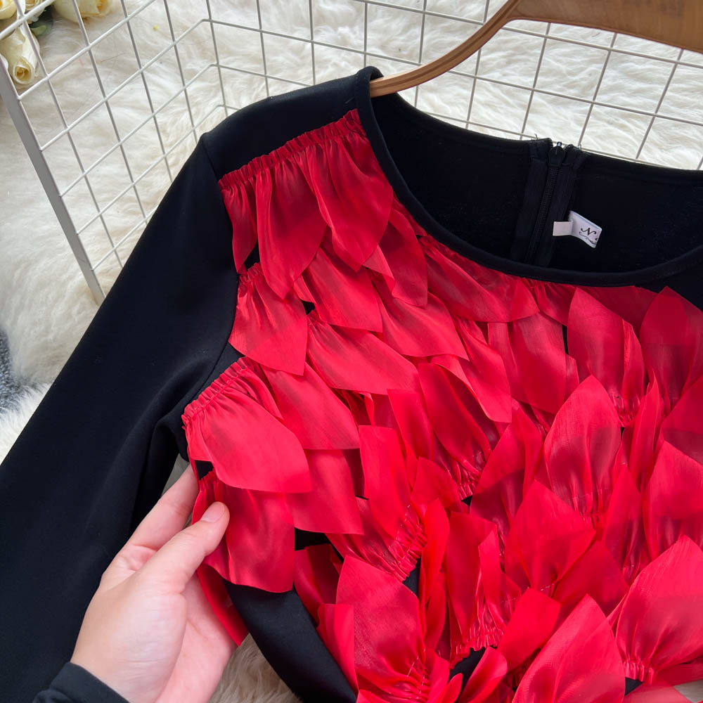 Fashion irregular long dress long sleeve dress for women