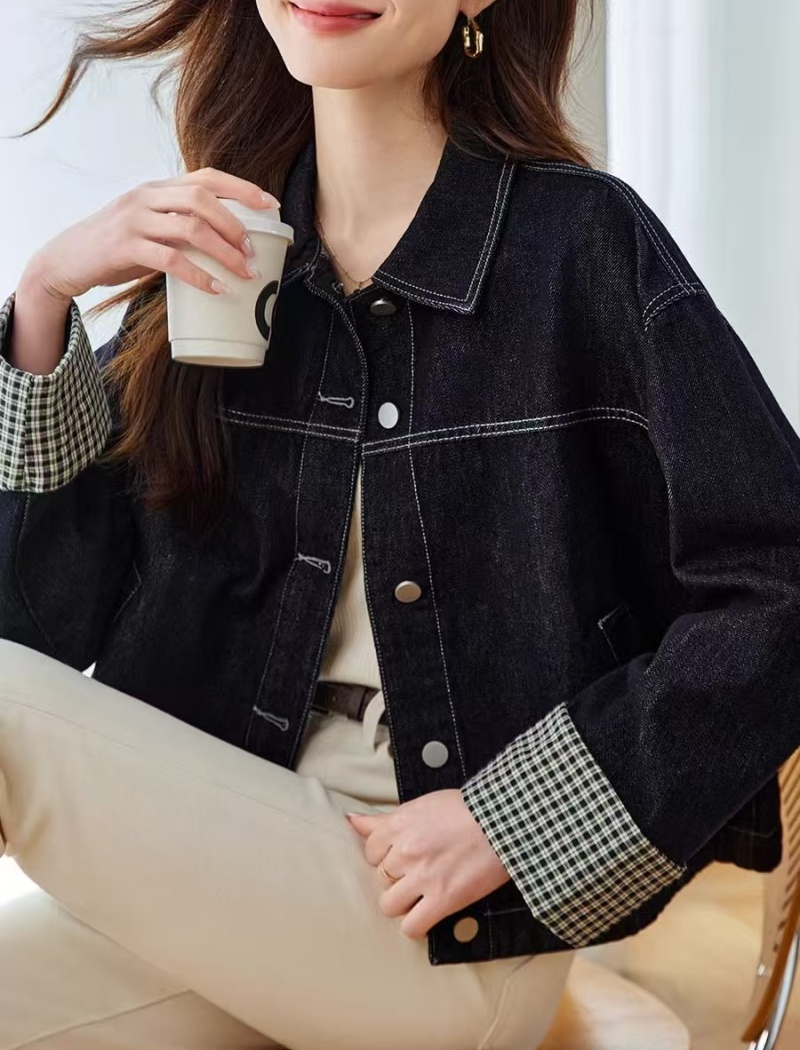 Casual denim loose coat unique Korean style tops