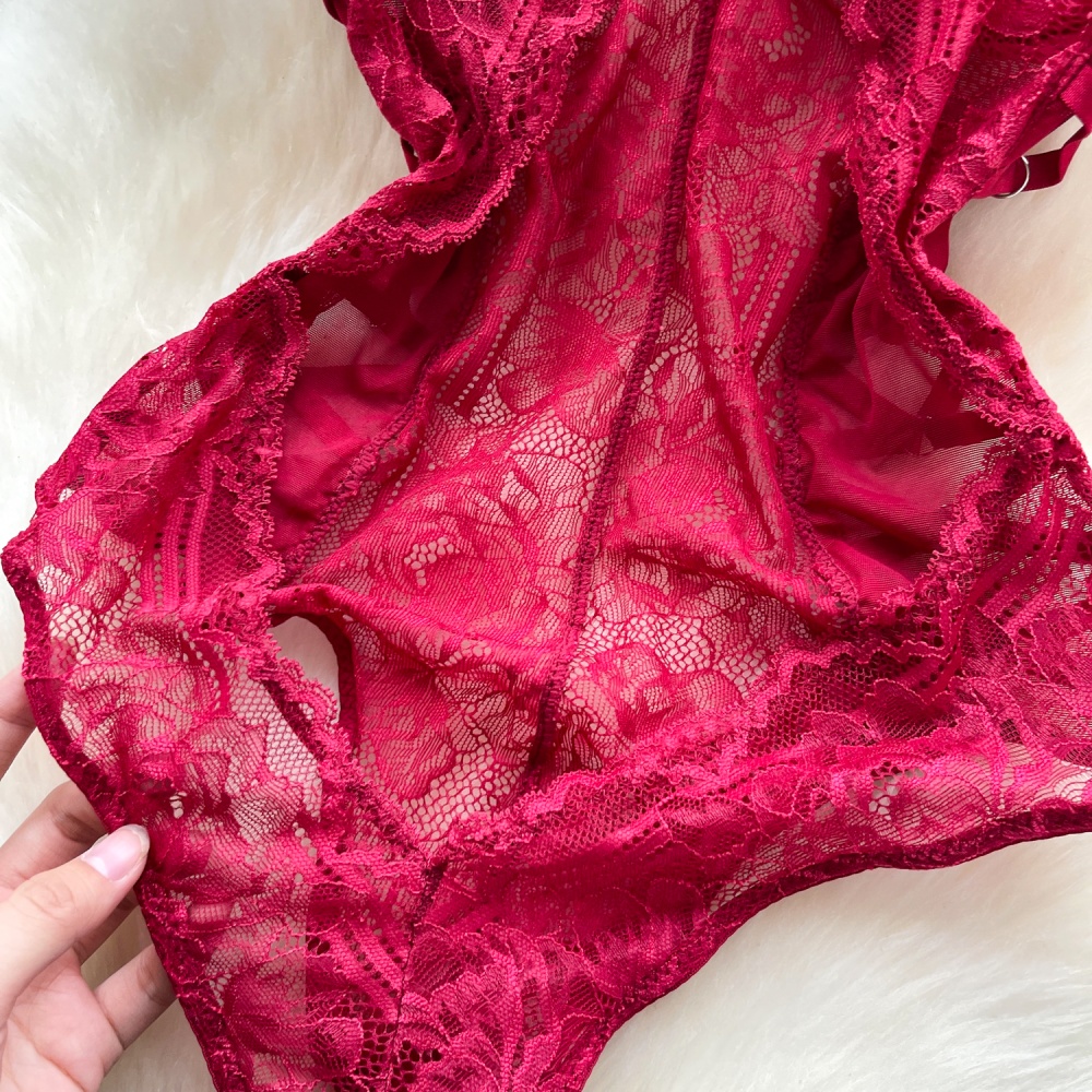 Bandage lace corset enticement leotard for women