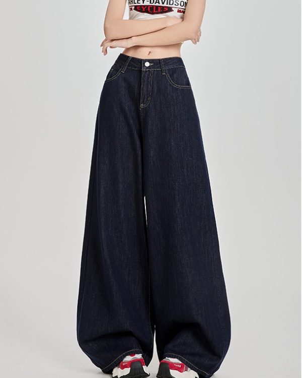 Retro loose wide leg pants high waist jeans for women