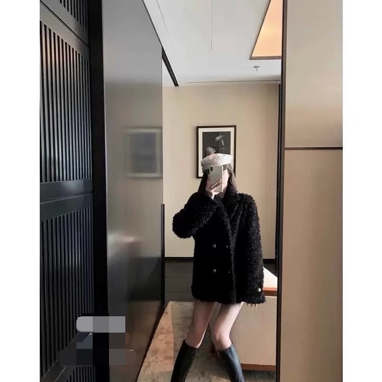 Winter velvet jacket thick overcoat for women