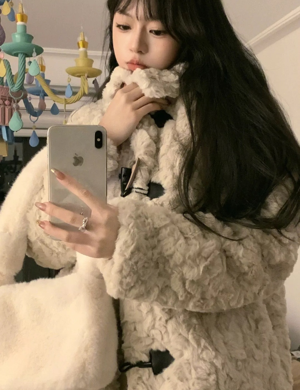 Horn buckle chanelstyle coat winter tops for women