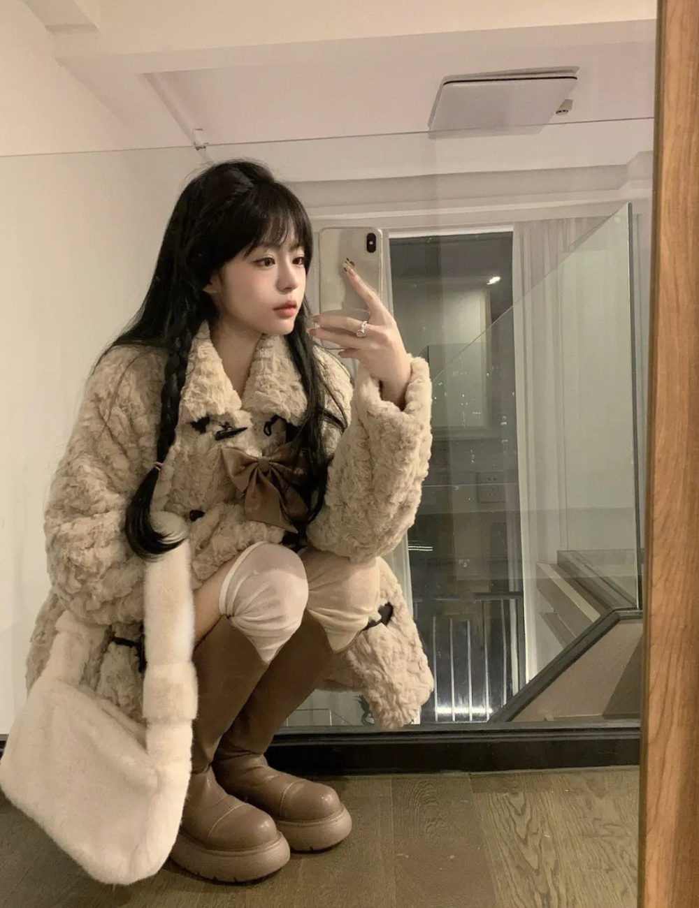 Horn buckle chanelstyle coat winter tops for women