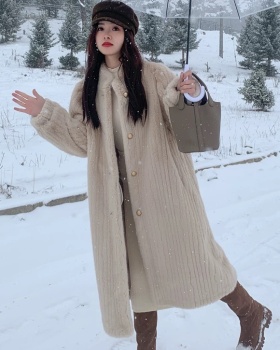 Retro long coat imitation of mink velvet fur coat