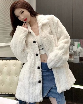 Autumn and winter white fur coat tender fluffy coat