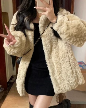 Lambs wool lazy coat hairy tops for women
