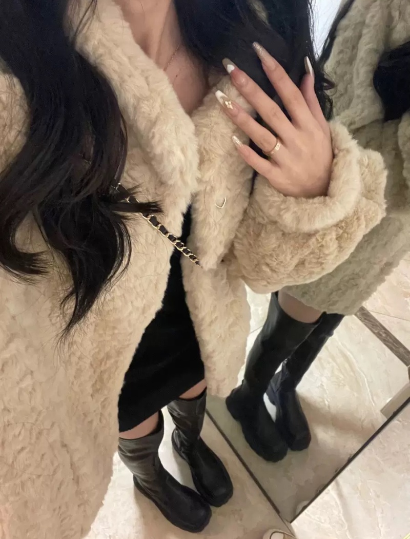 Lambs wool lazy coat hairy tops for women