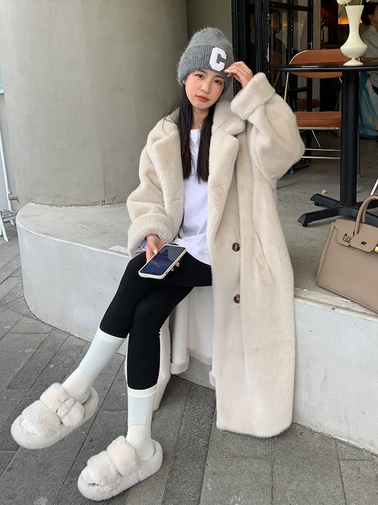 Thick overcoat loose fur coat
