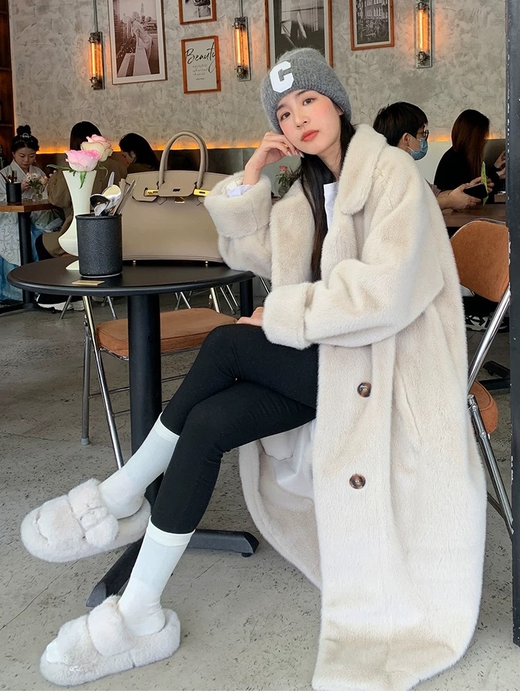 Thick overcoat loose fur coat