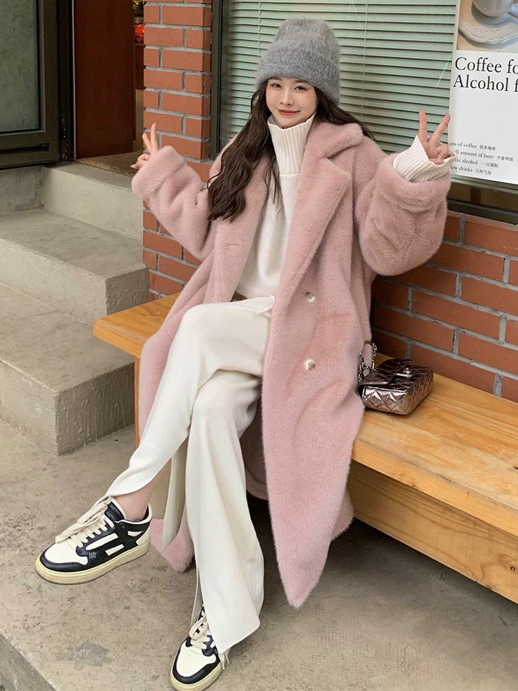 Thick overcoat loose fur coat