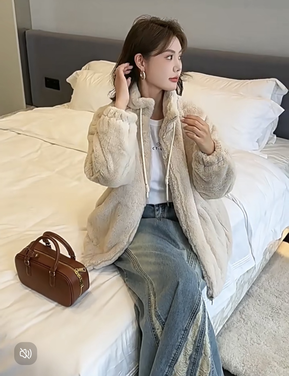 Lamb fur cotton coat rabbit fur fur coat