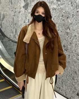 Plus velvet Korean style velvet jacket suede tops for women