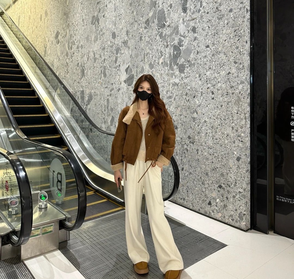 Plus velvet Korean style velvet jacket suede tops for women