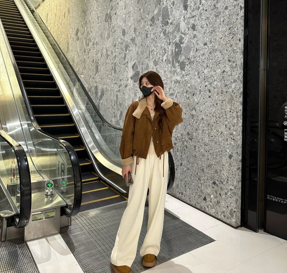 Plus velvet Korean style velvet jacket suede tops for women