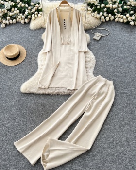 Loose coat temperament vest 3pcs set for women