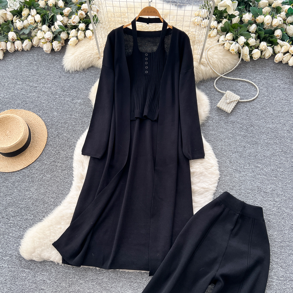 Loose coat temperament vest 3pcs set for women