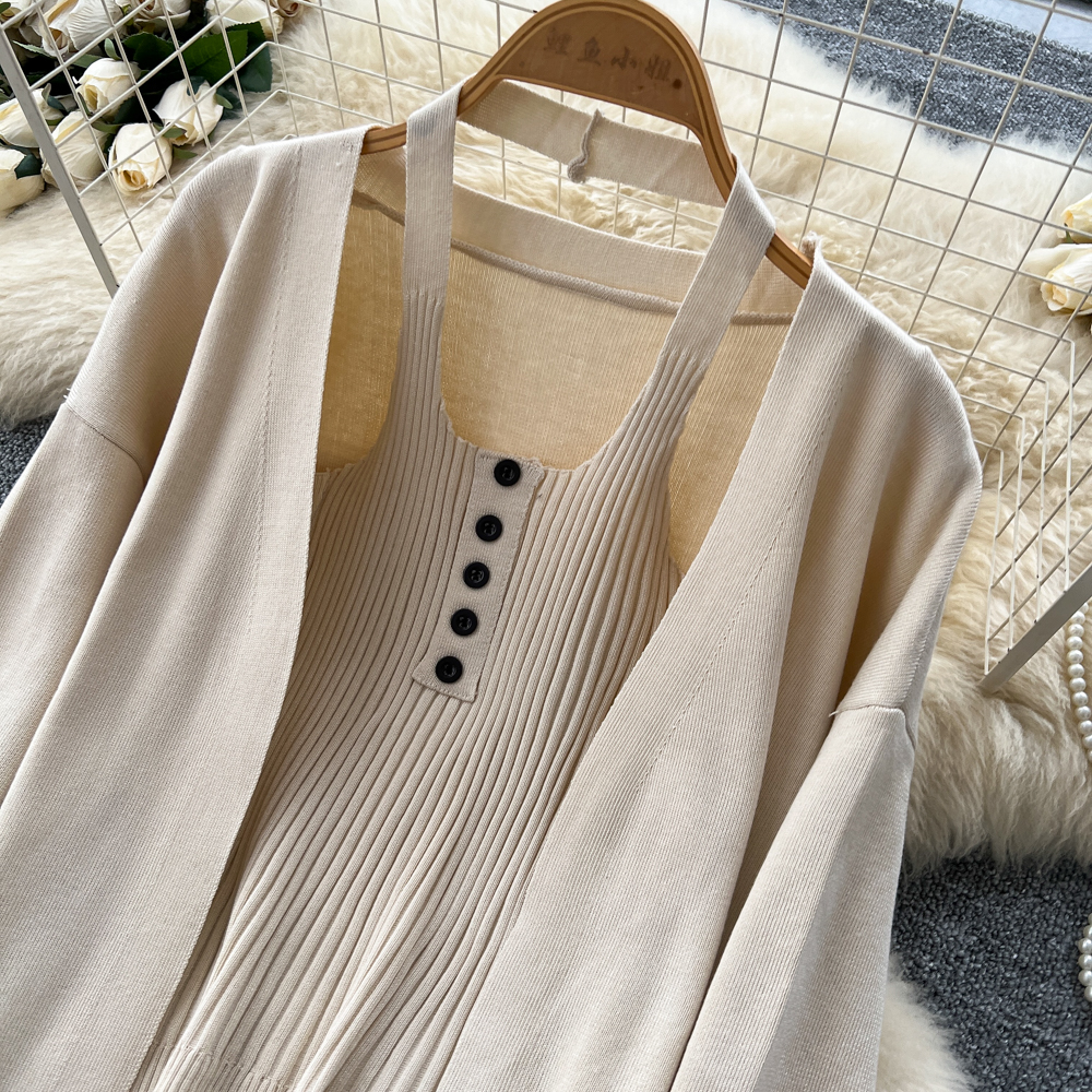 Loose coat temperament vest 3pcs set for women