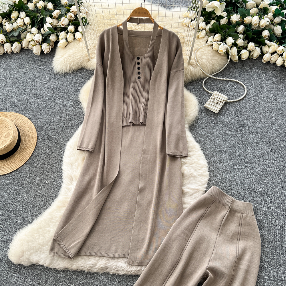 Loose coat temperament vest 3pcs set for women