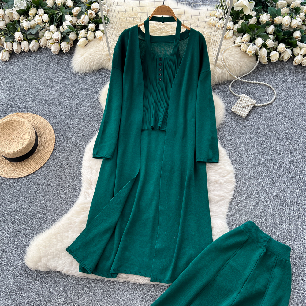 Loose coat temperament vest 3pcs set for women