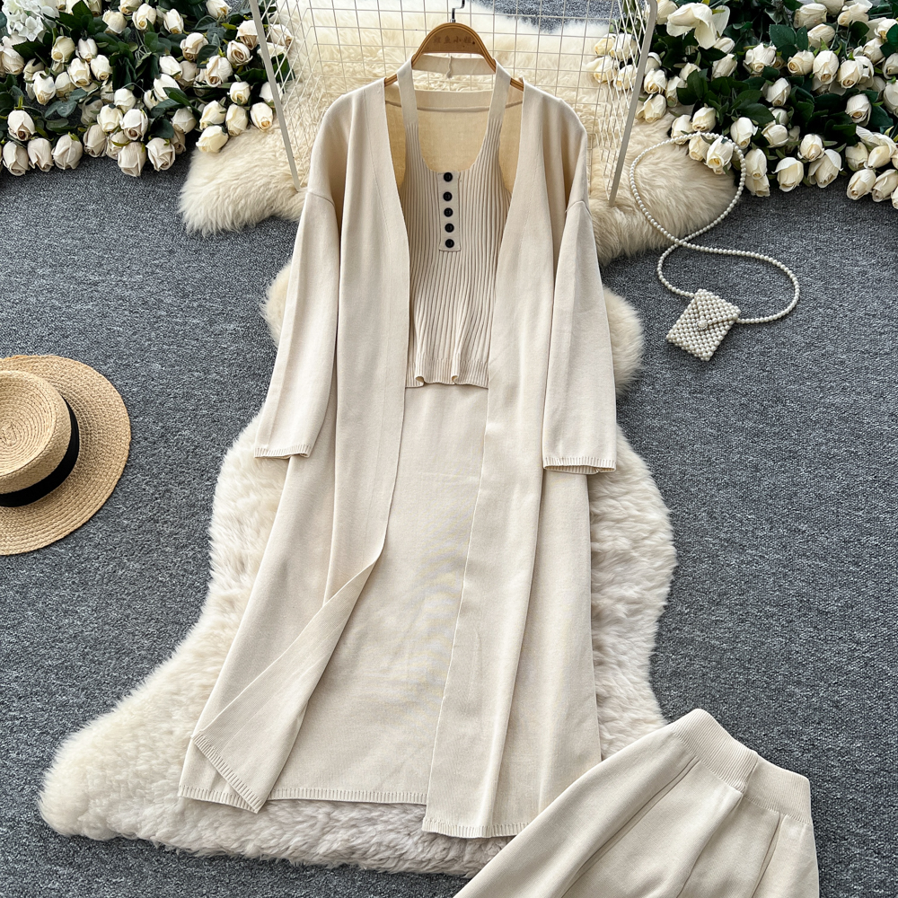 Loose coat temperament vest 3pcs set for women