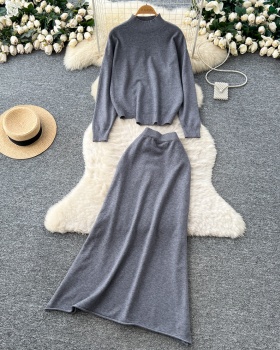 Niche high waist skirt knitted tops a set