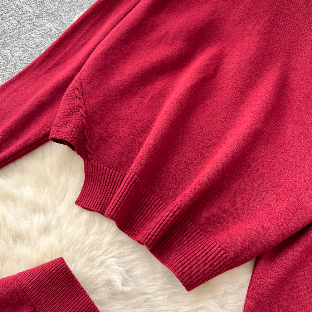 Niche high waist skirt knitted tops a set